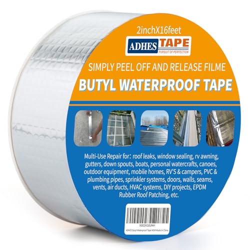 ADHES Butylband Dichtungsbänder, 5cm x 5m, 47 mil Dick Silber Aluminiumfolie Tape Wasserdichtes Klebeband für Teichbau, Bauwerke, Fassaden, Dach, Wohnwagen, Fenster, Container, Flachdach von ADHES TAPE PURSUIT OF PERFECTION