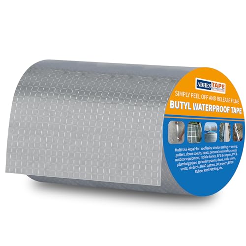 ADHES Butylband Dichtungsbänder Silber Aluminiumfolie Tape Abdichtband Wasserdichte Klebeband Dichtmasse Reperaturband Klebeband für Teichbau, Bauwerke, Fassaden, Dach, Wohnwagen,20cm x 5m von ADHES TAPE PURSUIT OF PERFECTION