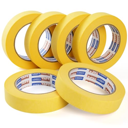 ADHES Malerkrepp Kreppband, Malerkreppband, Gelb maler klebebänder für Malerarbeiten, Saubere Kanten, Keinerlei Rückstände, 1inch x 55yard (25mm x 50m), 6rolle von ADHES TAPE PURSUIT OF PERFECTION