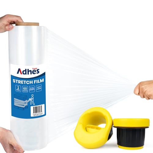 ADHES TAPE 1 Rollen Stretchfolie Transparente Wickelfolie 380mm x 305m, 60 Gauge,Strechfolienrolle Folie Für Möbel verpackungsfolie Kunststofffolie Schrumpffolie für Palettenverpackung, Versand, Umzug von ADHES TAPE PURSUIT OF PERFECTION