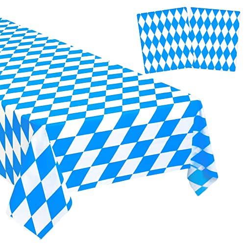 ADMAY 2er-Set Oktoberfest Tischdecke, 137 x 274 cm Tischdecke Oktoberfest für Oktoberfest Deko, Blau-Weiß Bayerische Tischdecke, Tischdecke Bayern, Bayrisch Tischdecke Deko für Party von ADMAY