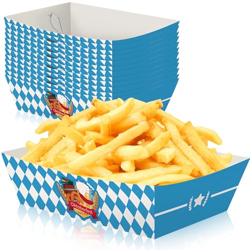 ADMAY 12er Set Pommesschalen für Oktoberfest, 14x8x4.3cm Oktoberfest Einweg Pappschalen für Pommes und Currywurst, Bayerische Dekoration, Oktoberfest Snackschalen aus Papier von ADMAY