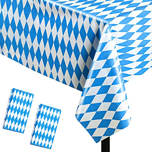 ADMAY Oktoberfest Tischdecke, 137 x 274 cm Bayrische Deko für Oktoberfest Party, 2er Pack Blau-Weiß Raute Einweg Tischdecke, Biertisch Tischdeko, Bayerische Tischdecke, Oktoberfest Deko für Party von ADMAY