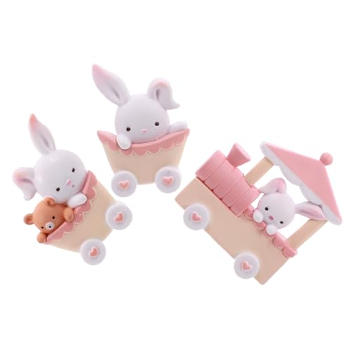 ADOCARN 1 Satz 3St Zughasen-Ornament Fee Tortenaufsätze Häschen-Kuchendekorationen essbar Wurf hasenfiguren Animal Figures Toy Kaninchen-Kuchenaufsätze Kaninchen-Kuchenaufleger Harz von ADOCARN