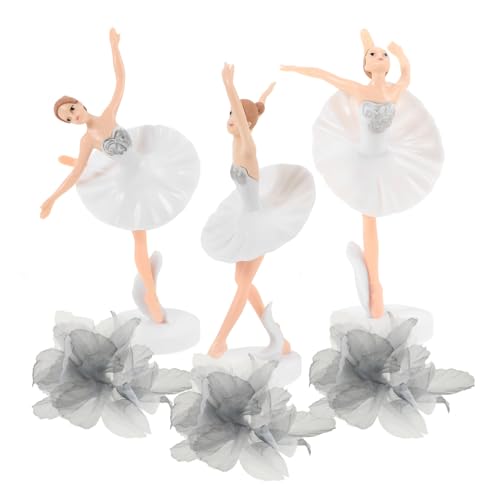 ADOCARN 1 Satz 6 Stk Ballettmädchen-Ornamente Gothic Figuren Hochzeitstorte Topper Spielzeugfigur Tortendeko Ballett Tortenfigur Ballett Kuchen Zubehör Kuchen liefert Plastik Weiß von ADOCARN