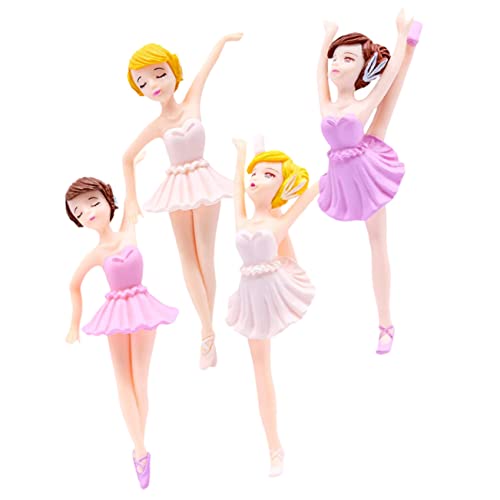 ADOCARN 1 Satz Ballerina-mädchen-ornamente Spielzeugküchenzubehör Tiaras Lutscher Festzug Krone Kuchen Pappbecher Figur Einer Balletttänzerin Cupcake-topper Für Mädchen Pvc 4 Stück von ADOCARN