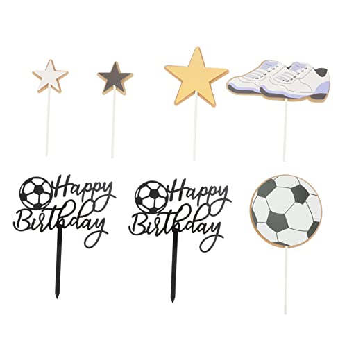 ADOCARN 1 Satz Kuchenspieße geburtstagsdeko kindergeburtstags dekoration Fußball Cupcake Dekoration Fußballkuchen-Picks Kuchen Picks Kuchendekoration Kuchen Topper Black von ADOCARN