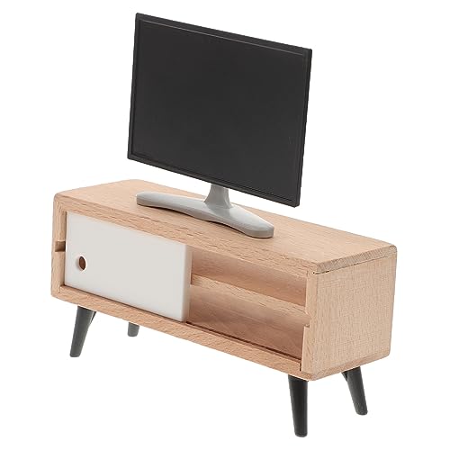 ADOCARN 1 Satz Mini-TV Kommode Miniatur Zubehör Heimdekoration Fernsehen puppenstubenmöbel Dollhouse Furniture Spielzeughaus Einrichtung Spielspielzeug vorgeben für Holz von ADOCARN