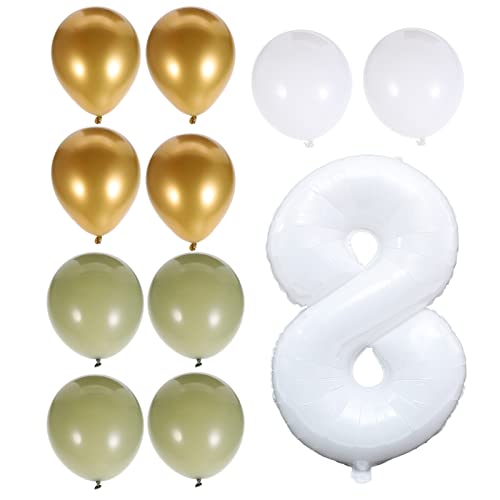 ADOCARN 1 Satz Zahlenballon reminescence geldschrank geburtstagsluftballons party dekoration Latexballons multi Dekorationen Salbeigrüne Luftballons Requisiten für Partyballons Emulsion von ADOCARN