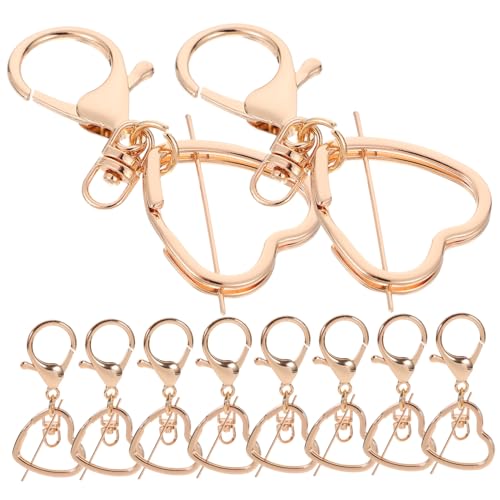 ADOCARN 10 Stücke Herz Split Ringe Versenkbare Schlüsselanhänger Metall Lanyard Hardware Herz Verschluss Goldenen Draht von ADOCARN