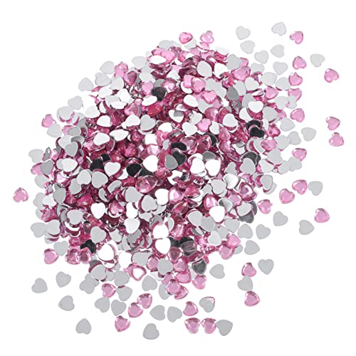 ADOCARN 1000 Stück Liebe Diamant mit flachem Boden abc wickeltasche säckchen beltane hochzeits craft 3D-Nagelaufkleber Nagelschmuck Steine Herz-Dekor Flatback-Herz für Kleidung Acryl Rosa von ADOCARN