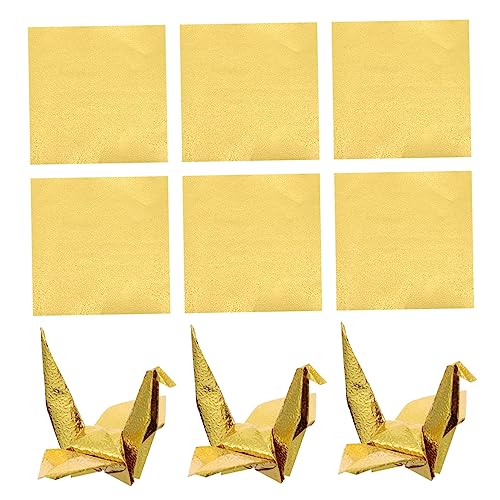 ADOCARN 100St Origami-DIY origami papier kreativpapier Papierhandwerk kraft papier Bastelpapier Origamipapier 6x6 Origami-Papier 4x4 Karton quadratisches Faltpapier Faltbares Papier Golden von ADOCARN