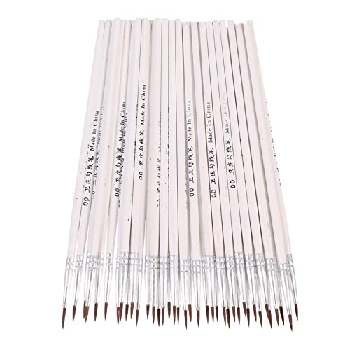 ADOCARN 100st 00 Hookline-Stift Zobel-haselnuss-Pinsel Mini-Werkzeuge Mini-zeichenpinsel Modell Malen Nailart-Liner-Pinsel -naturpinsel Öl-Wasser-Pinsel Haselnussbürste Weiß Holz von ADOCARN