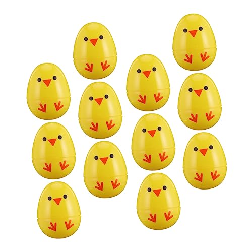 ADOCARN 12St Küken bedruckte Eier ostern ostereier easter eggs ostern für ostern passende Eier Eierbecher Osterzubehör osterparty gefallen Plastik Yellow von ADOCARN