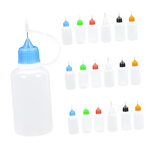 ADOCARN 18 STK Öl Flasche mit Langer Nadel Bastelkleber Flüssigkeitsspender Quilling Kleberflasche Acrylmalerei Kleberflasche Klebeflasche mit Präzisionsspitze kleine Leimflaschen Sport von ADOCARN