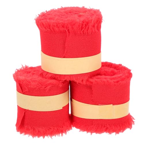 ADOCARN 3 Rollen Chiffon Gürtel Mit Rohen Kanten DIY Band Wickelbänder Seidenband Zum Verpacken Hochzeit Haarspange Chiffonband Zum Verpacken Tiara Fransenband Polyester von ADOCARN