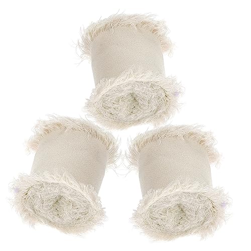 ADOCARN 3 Rollen Chiffon-gürtel Mit Ungesäumten Kanten Körbe Randbereich Dekorative Bänder Verpackung Blumenstraußband Für Blumen Linealband Samtband Lametta Band Für Kränze Polyester Weiß von ADOCARN