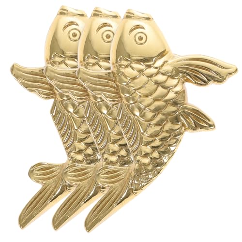 ADOCARN 3St reines Kupfer fischornament Knöpfe Gold Gestelle Kommode Schlüssel Tank Kupferfisch Dekoration Klassische Kupferfisch Ornament Simulation Tiermodell Fischornament aus Messing von ADOCARN