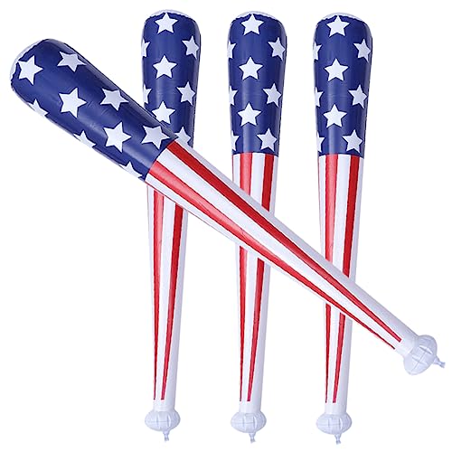 ADOCARN 4 Stück Party Gefälligkeiten aufblasbarer baseballschläger aufblasbare baseballschläger amerika flagge us flag Party-Jubel-Requisiten Partydekorationen zum Unabhängigkeitstag PVC von ADOCARN