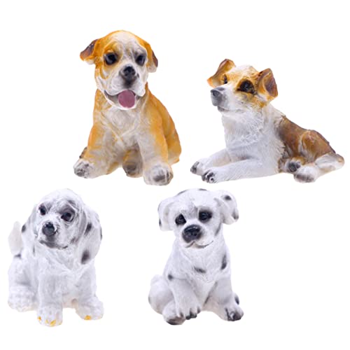 ADOCARN 4 Stück Simulationshund home decor wohnungsdeko Miniaturtiere hausdeko home dekoration Cupcake-Topper mit Hund Tierfiguren Welpen-Cupcake-Topper realistischer Hund Harz von ADOCARN