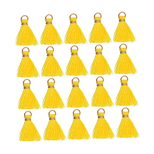 ADOCARN 50 Stück Quaste Anhänger einziehbar Heimwerken Schlüsselanhänger-Zubehör Partygeschenke schmuckherstellung schmuck machen Schlüsselanhänger-Quaste DIY Quasten Masse Rayon Yellow von ADOCARN