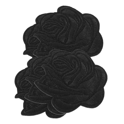 ADOCARN 5St Rosenbeet Eisen auf Patches Stich-Patch Flickenkleber für Stoff Buchstabenflecken Liebespatch rosa Bügelflicken Rosenblütenbeete lustiger Aufnäher Rosenflecken Baumwolle Black von ADOCARN