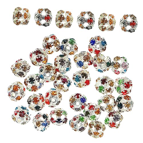 ADOCARN 90 Stück Europäische Strass Perlen Vergoldete Tschechische Perlen Lose Strass Perlen Strass Rondelle Perlen Basteln DIY Perlen Abstandshalter Girlande DIY von ADOCARN