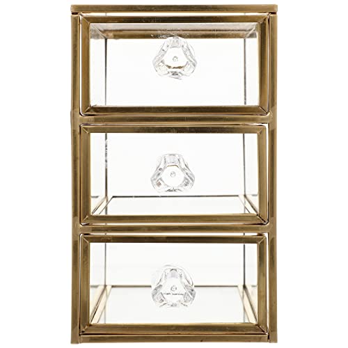 ADOCARN Kasten Schublade Schmuckschatulle Anzeige Veranstalter Schmuck-organizer Schreibtisch-organizer Schminkschubladen-organizer Für Brillen Gestell Stand Glas Golden von ADOCARN