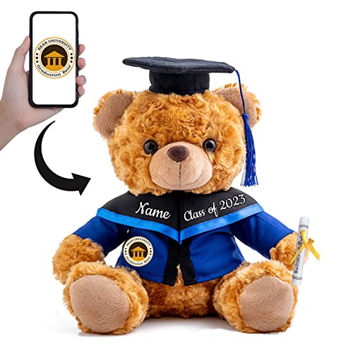 Abschlussgeschenke für sie Personalisierter Teddybär mit Text+Foto, Plüschbär Personalisierte Geschenke als Abschlussgeschenke für ihn 2024 Oberschule/ Hochschule Abschlussgeschenke (20 cm-Text+Foto) von ADORSUN