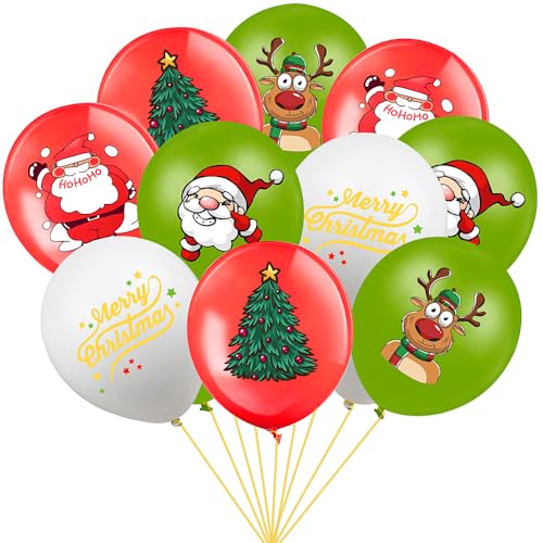 25 Stück 5 Stile Rot Grün Weiß 30,5 cm Weihnachtsmann Kiefer Elch Frohe Weihnachten Latexballons für Geburtstag Party Dekorationen von ADQUATOR