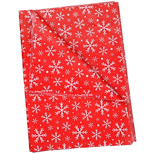 ADQUATOR 50 Blatt rotes Seidenpapier mit weißer Schneeflocke, 50 x 35 cm, Geschenkpapier für Valentinstag und DIY-Geschenkdekorationen (rot mit weiß) von ADQUATOR