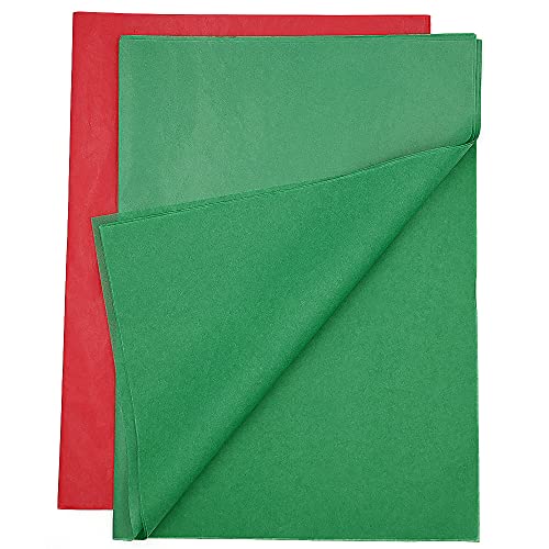 ADQUATOR 50 Blatt rotes und grünes Seidenpapier, 50 x 35 cm, Weihnachtsgeschenkpapier für selbstgemachte Geschenkdekorationen (rot und grün) von ADQUATOR