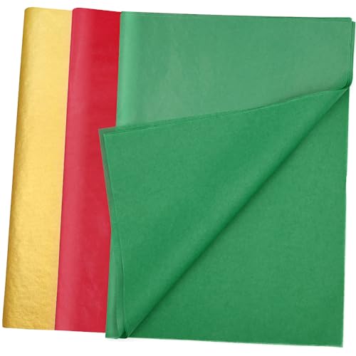 ADQUATOR Seidenpapier, 50 x 35 cm, Rot, Grün, Gold, Geschenkpapier, Großpackung für DIY-Geschenk, Hochzeit, Geburtstag, DIY-Weihnachtsdekoration, 50 Stück von ADQUATOR