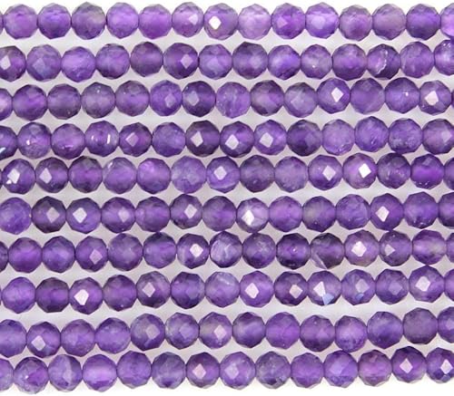 3 mm große, facettierte, natürliche Amethyst-Perlen, rund, lose Perlen für Schmuckherstellung, Armband, Halskette von ADSUBHSJFAKK