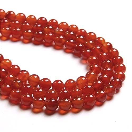 38 Stück 10 mm natürlicher roter Achat, rund, glatt, lose Abstandshalter, Lochgröße 1 mm, Edelstein, Energieheilung, DIY-Perlen für Armbänder, Halsketten, Schmuckherstellung von ADSUBHSJFAKK