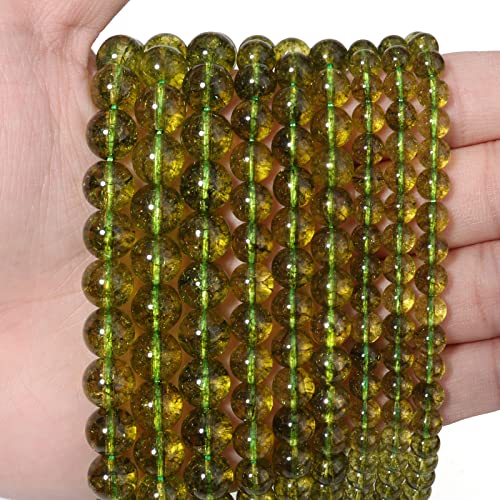 45 Stück 8 mm Peridot-Jade-Perlen für Schmuckherstellung, natürliche Halbedelstein-Perlen, rund, glatt, Abstandshalter, Anhänger für Halsketten, Armbänder von ADSUBHSJFAKK