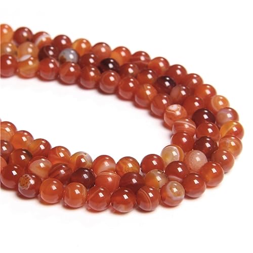 45 Stück 8 mm natürlicher rot gestreifter Achat rund glatt lose Abstandshalter Perlen Lochgröße 1 mm Edelstein Energieheilung DIY Perlen für Armband Halskette Schmuckherstellung von ADSUBHSJFAKK