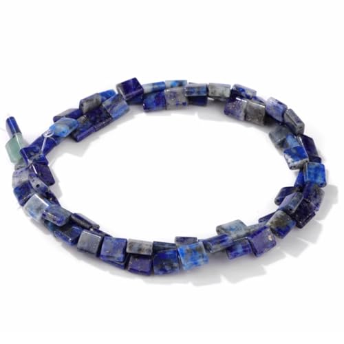 5 x 5 mm natürlicher Lapislazuli-Stein, 2 Löcher, Tila-Perlen, flach, quadratisch, lose, rechteckige Abstandshalter, Perlen für DIY-Armbänder, Ohrringe, Schmuckherstellung von ADSUBHSJFAKK