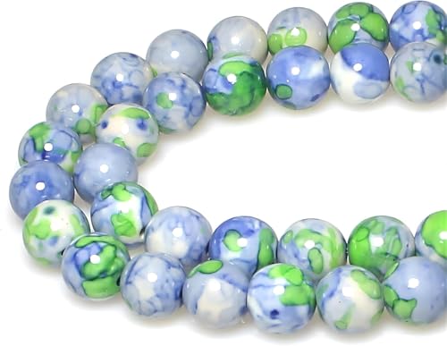 5A glatte runde Regenblumensteine, Perlen, DIY-Armband, Schmuckherstellung, 8 mm, Blaugrün von ADSUBHSJFAKK