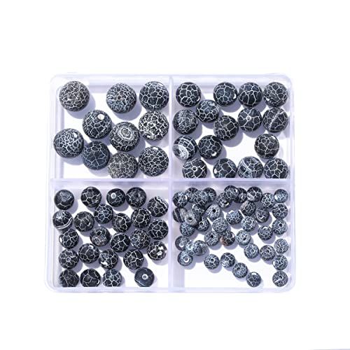 6–12 mm große, natürliche, schwarze, mattierte Spinnennetz-Achat-Stein-Perlen-Set, rund, echter Stein, glatte Perlen, lose Edelsteine, DIY-Perle für Armbänder, Halsketten, Ohrringe, Schmuckherstellung von ADSUBHSJFAKK