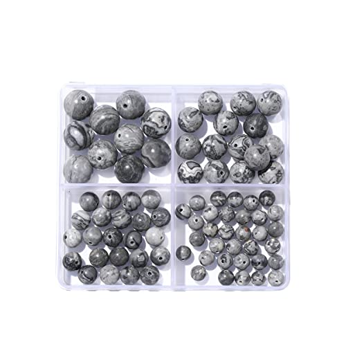 6–12 mm große, natürliche graue Kartenstein-Perlen-Set, rund, echter Stein, glatte Perlen, lose Edelsteine, DIY-Perle für Armbänder, Halsketten, Ohrringe, Schmuckherstellung von ADSUBHSJFAKK