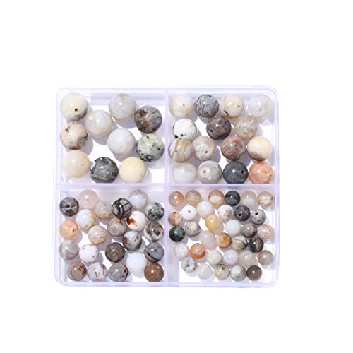 6–12 mm natürliche Bambus-Blatt-Achat-Stein-Perlen-Set, rund, echter Stein, glatte Perlen, lose Edelsteine, DIY-Perle für Armbänder, Halsketten, Ohrringe, Schmuckherstellung von ADSUBHSJFAKK