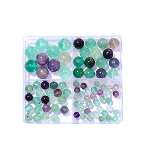 6–12 mm natürliche Fluoritstein-Perlen-Set, rund, echter Stein, glatte Perlen, lose Edelsteine, DIY-Perle für Armbänder, Halsketten, Ohrringe, Schmuckherstellung von ADSUBHSJFAKK