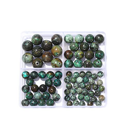 6–12 mm natürliche afrikanische Türkisstein-Perlen-Set, rund, echter Stein, glatte Perlen, lose Edelsteine, DIY-Perle für Armbänder, Halsketten, Ohrringe, Schmuckherstellung von ADSUBHSJFAKK