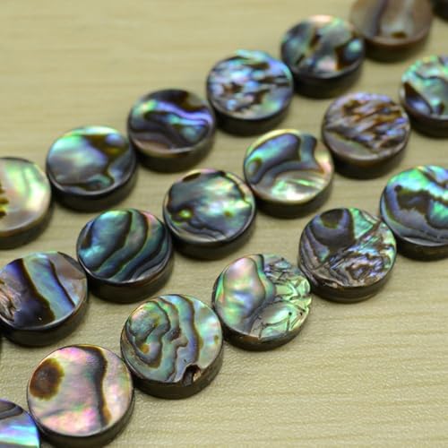 Abalone-Muschelperlen mit mittlerem Loch, runde Form, natürliche Muschelperlen, DIY, lose Perlen für Schmuckherstellung, 10 mm von ADSUBHSJFAKK