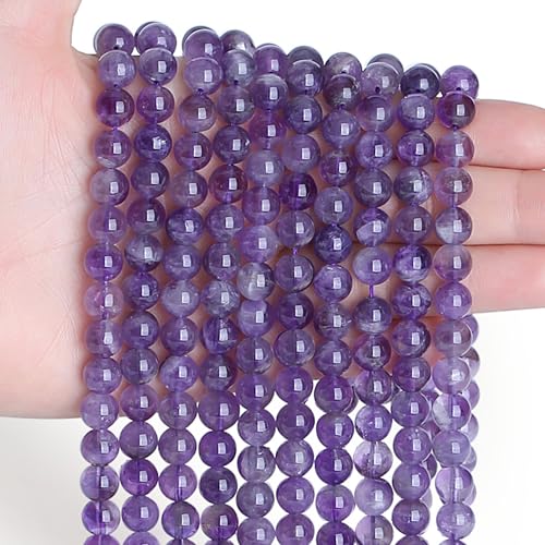 Amethyst-Perlen, violett, 8 mm, Kristallperlen, 100 Stück, Natursteinperlen, runde lose Edelsteinperlen für Armbänder, Perlen zur Schmuckherstellung von ADSUBHSJFAKK