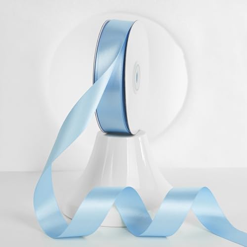 Blue Ribbon Satinband, doppelseitiges Satinband, 2,5 cm, Polyester, blaues Geschenkband für Bastelarbeiten, Satin-Hochzeiten, Blumenstrauß, Urlaubsdekoration von ADSUBHSJFAKK