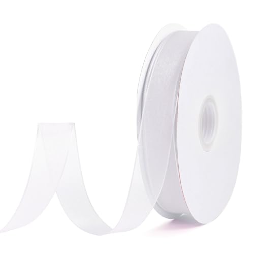 Elegantes weißes Organza-Chiffonband, 2,5 cm breit, 91,4 m pro Rolle, perfekt für Hochzeitseinladungen, festliche Dekoration und Geschenkverpackungen von ADSUBHSJFAKK