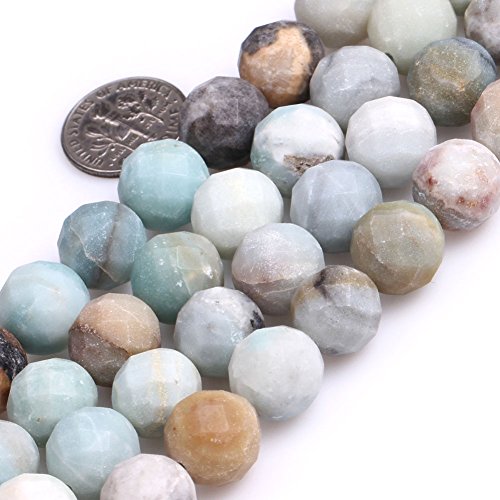GEM-Inside Natürlicher, mattierter, facettierter Amazonit-Edelstein, lose Perlen, 12 mm, Energiestein, Kraft für Schmuckherstellung, 38,1 cm GEM-Inside Natürlicher, mattierter, facettierter Amazonit-Edelstein, lose Perlen, 12 mm, Energiestein, Kraft für Schmuckherstellung, 38,1 cm von ADSUBHSJFAKK