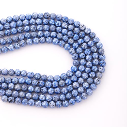 Galvanisierte, blaue runde Lavastein-Perlen, Edelstein, Vulkan-Perlen, lose Perlen, DIY für Schmuck- und Armbandherstellung, 8 mm von ADSUBHSJFAKK